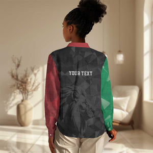 Personalized Kenya Maasai Shield Women Casual Shirt Green Red Kenyan Lion Half Style - African Pride