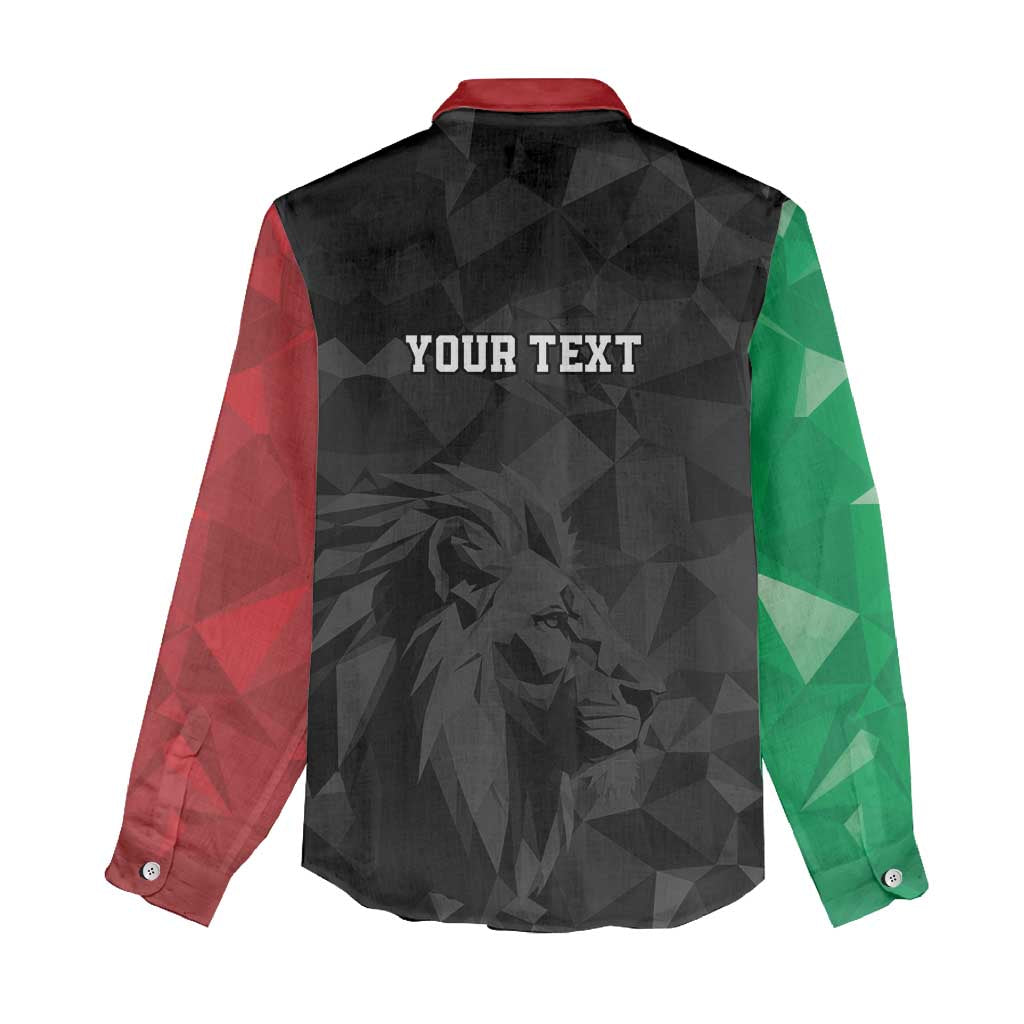 Personalized Kenya Maasai Shield Women Casual Shirt Green Red Kenyan Lion Half Style - African Pride