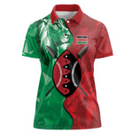 Personalized Kenya Maasai Shield Women Polo Shirt Green Red Kenyan Lion Half Style - African Pride