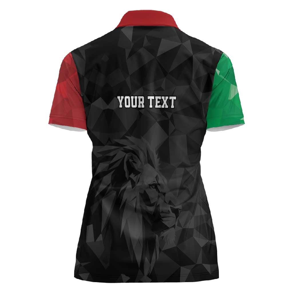 Personalized Kenya Maasai Shield Women Polo Shirt Green Red Kenyan Lion Half Style - African Pride