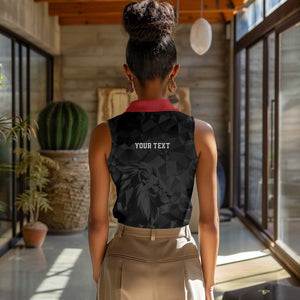 Personalized Kenya Maasai Shield Women Sleeveless Polo Shirt Green Red Kenyan Lion Half Style - African Pride