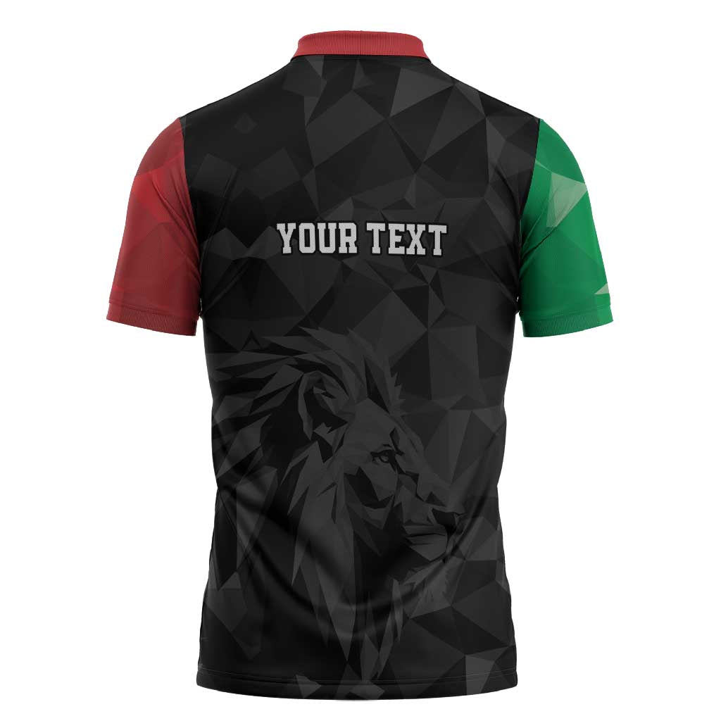 Personalized Kenya Maasai Shield Zipper Polo Shirt Green Red Kenyan Lion Half Style