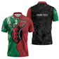 Personalized Kenya Maasai Shield Zipper Polo Shirt Green Red Kenyan Lion Half Style