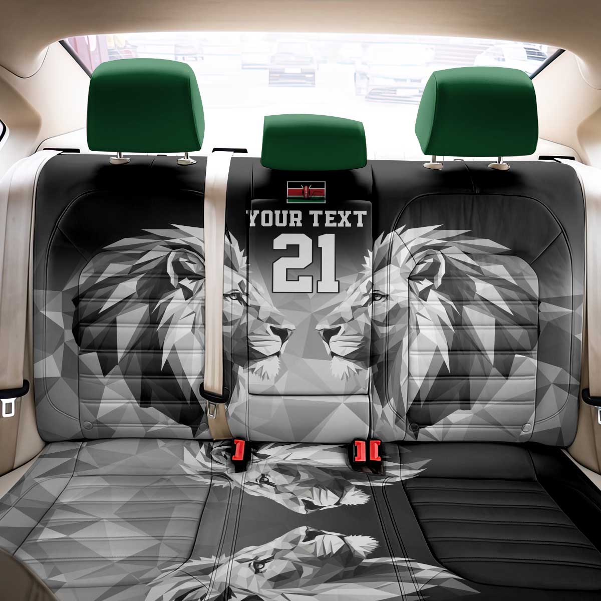 Custom Rugby Africa Kenya Back Car Seat Cover Black Kenyan 22-23 Motif - African Pride