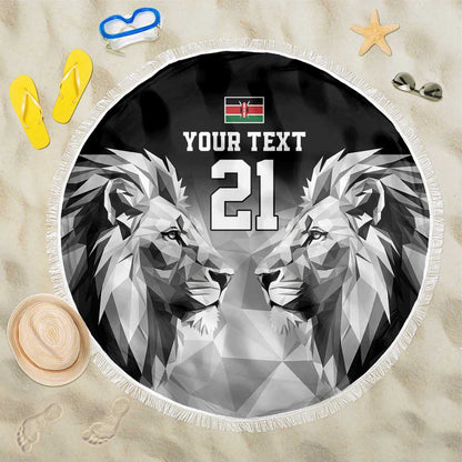 Custom Rugby Africa Kenya Beach Blanket Black Kenyan 22-23 Motif - African Pride