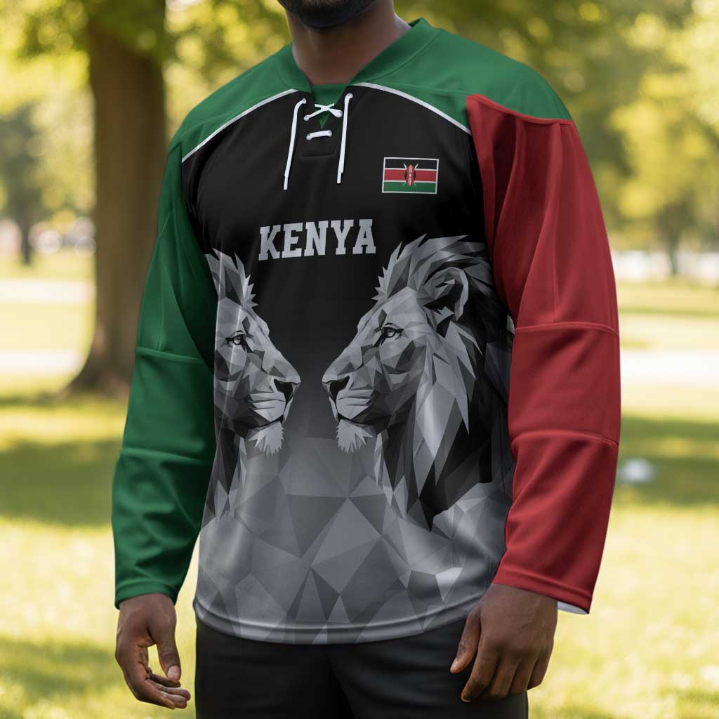 Custom Rugby Africa Kenya Hockey Jersey Black Kenyan 22-23 Motif