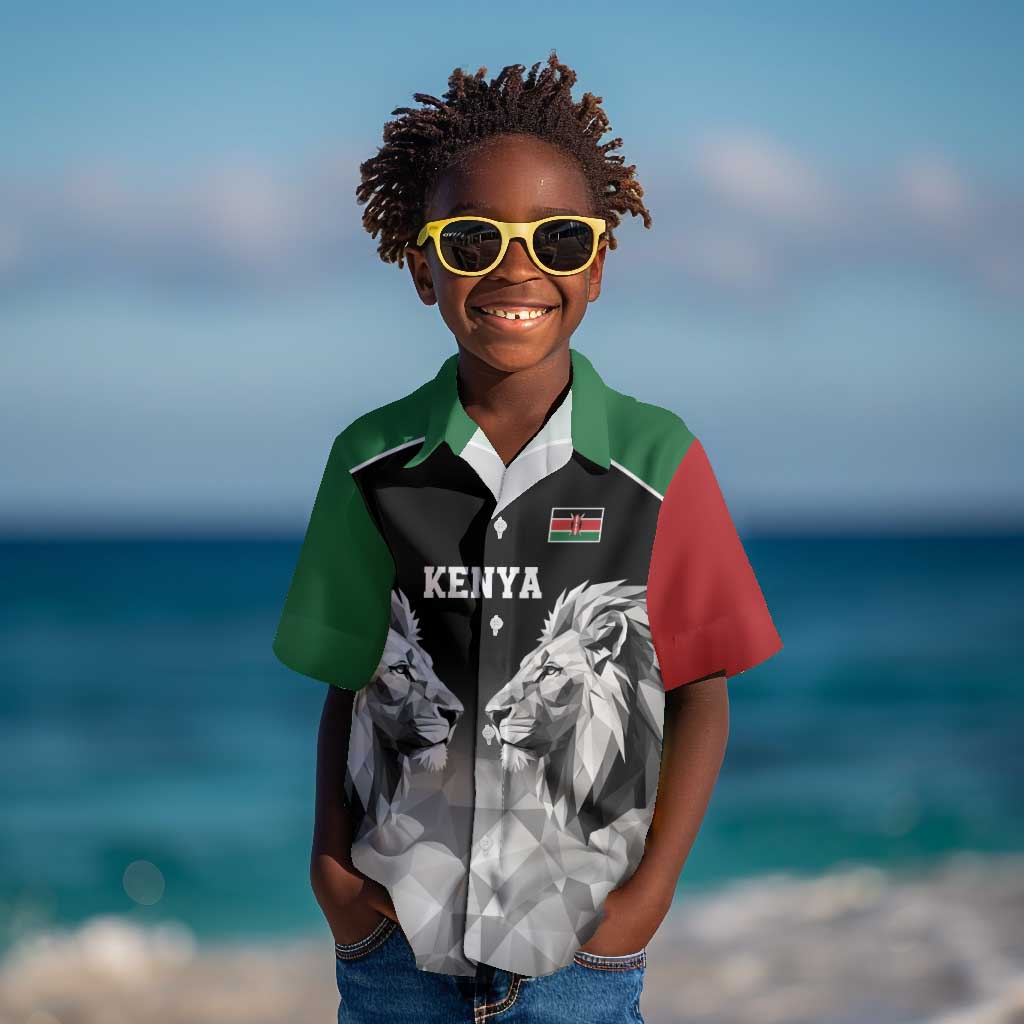 Custom Rugby Africa Kenya Kid Hawaiian Shirt Black Kenyan 22-23 Motif - African Pride
