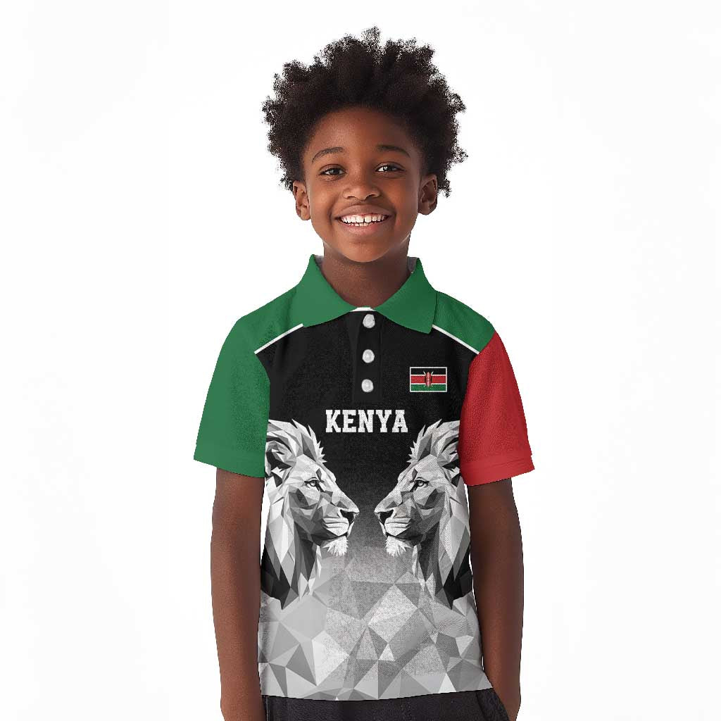 Custom Rugby Africa Kenya Kid Polo Shirt Black Kenyan 22-23 Motif - African Pride