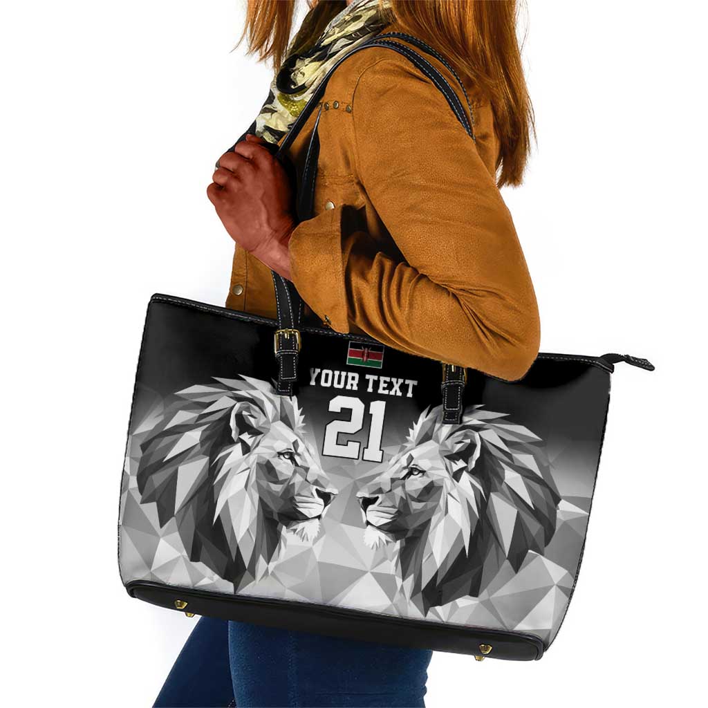 Custom Rugby Africa Kenya Leather Tote Bag Black Kenyan 22-23 Motif - African Pride