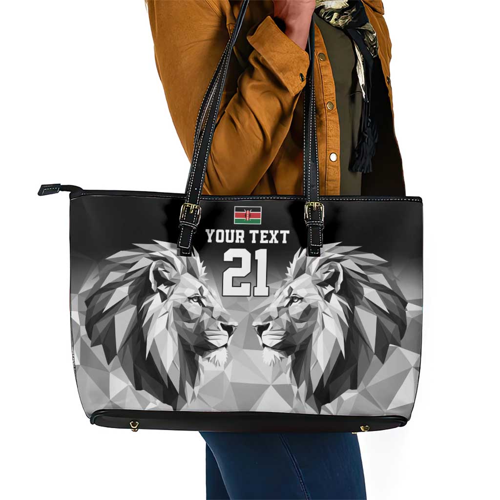 Custom Rugby Africa Kenya Leather Tote Bag Black Kenyan 22-23 Motif - African Pride