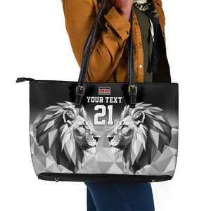 Custom Rugby Africa Kenya Leather Tote Bag Black Kenyan 22-23 Motif - African Pride