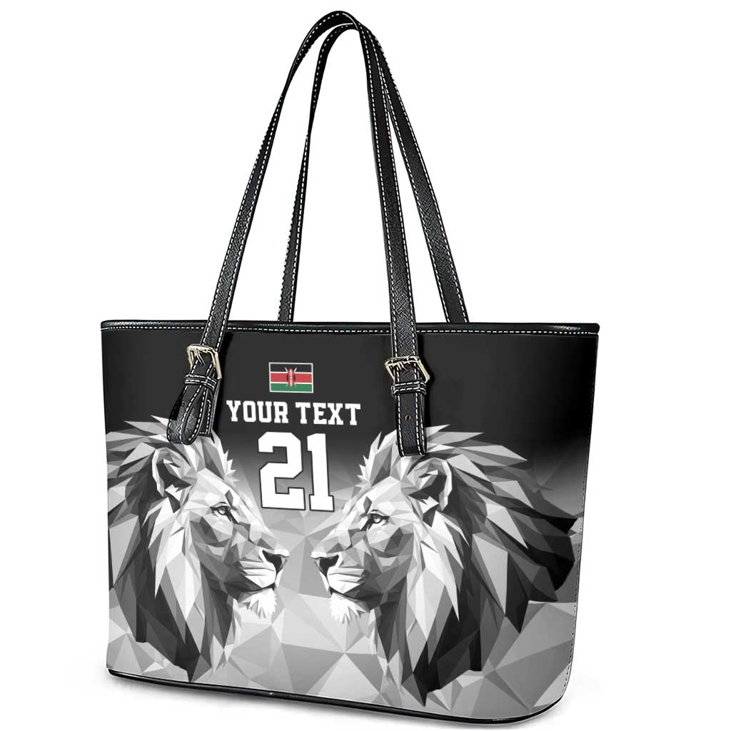 Custom Rugby Africa Kenya Leather Tote Bag Black Kenyan 22-23 Motif - African Pride