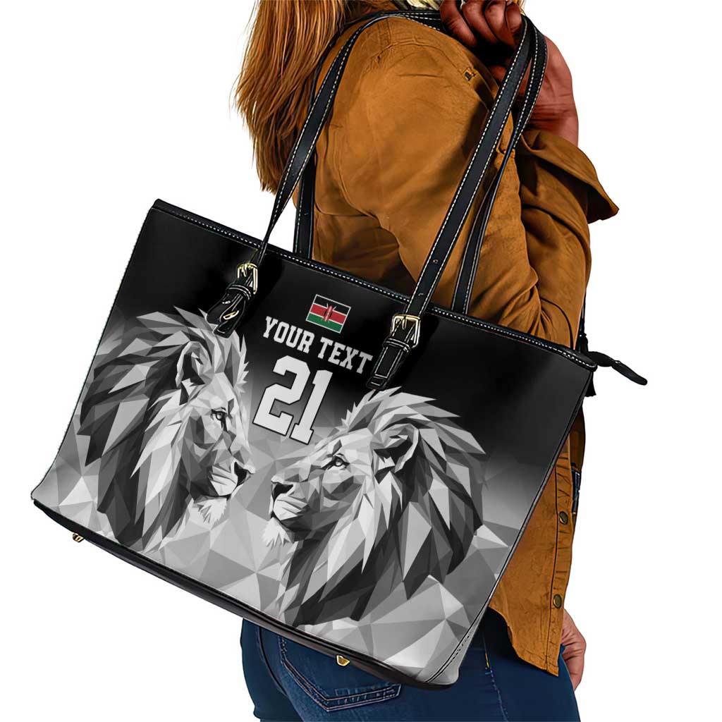 Custom Rugby Africa Kenya Leather Tote Bag Black Kenyan 22-23 Motif - African Pride