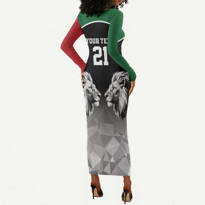 Custom Rugby Africa Kenya Long Sleeve Bodycon Dress Black Kenyan 22-23 Motif - African Pride