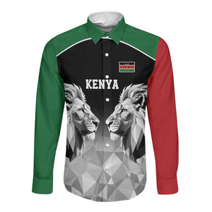 Custom Rugby Africa Kenya Long Sleeve Button Shirt Black Kenyan 22-23 Motif - African Pride