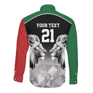 Custom Rugby Africa Kenya Long Sleeve Button Shirt Black Kenyan 22-23 Motif - African Pride
