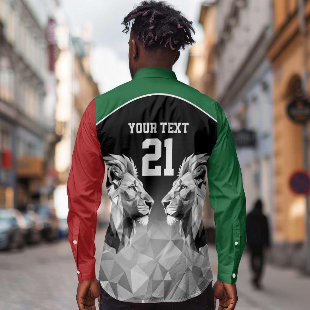 Custom Rugby Africa Kenya Long Sleeve Button Shirt Black Kenyan 22-23 Motif - African Pride