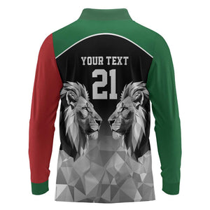 Custom Rugby Africa Kenya Long Sleeve Polo Shirt Black Kenyan 22-23 Motif - African Pride