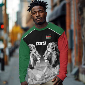 Custom Rugby Africa Kenya Long Sleeve Shirt Black Kenyan 22-23 Motif - African Pride