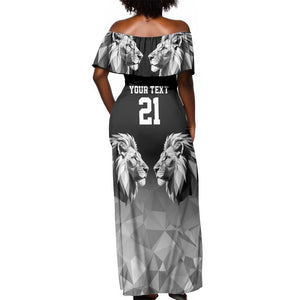 Custom Rugby Africa Kenya Off Shoulder Maxi Dress Black Kenyan 22-23 Motif - African Pride