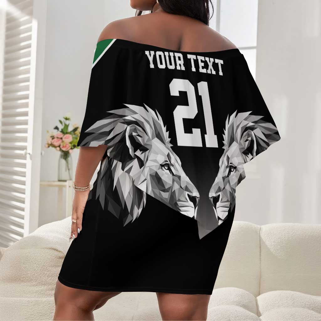 Custom Rugby Africa Kenya Off Shoulder Short Dress Black Kenyan 22-23 Motif - African Pride