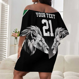 Custom Rugby Africa Kenya Off Shoulder Short Dress Black Kenyan 22-23 Motif - African Pride