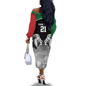 Custom Rugby Africa Kenya Off The Shoulder Long Sleeve Dress Black Kenyan 22-23 Motif - African Pride