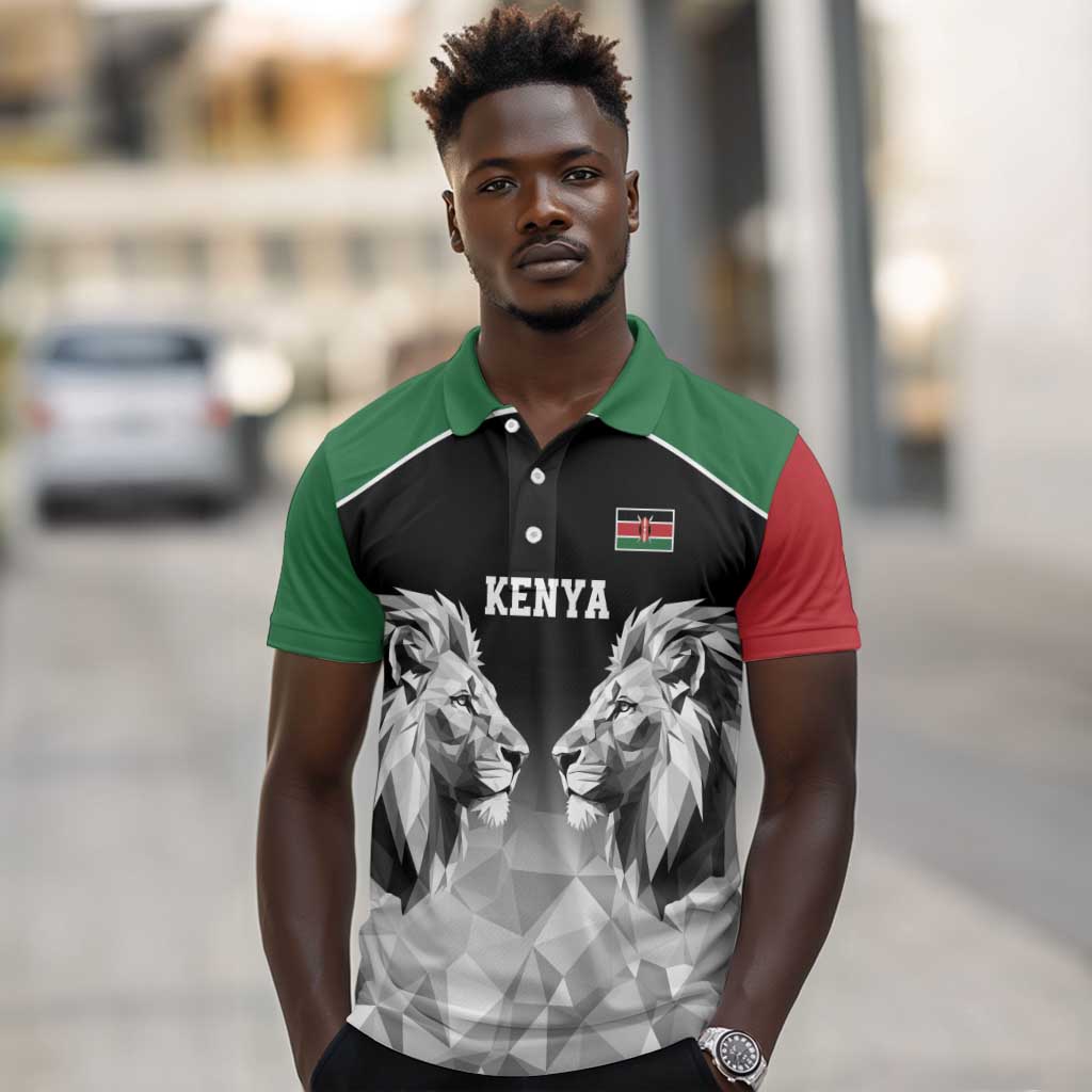 Custom Rugby Africa Kenya Polo Shirt Black Kenyan 22-23 Motif - African Pride