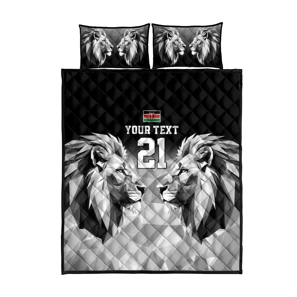 Custom Rugby Africa Kenya Quilt Bed Set Black Kenyan 22-23 Motif - African Pride