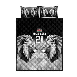 Custom Rugby Africa Kenya Quilt Bed Set Black Kenyan 22-23 Motif - African Pride