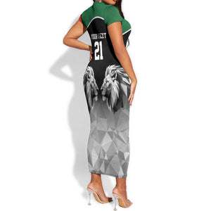 Custom Rugby Africa Kenya Short Sleeve Bodycon Dress Black Kenyan 22-23 Motif - African Pride