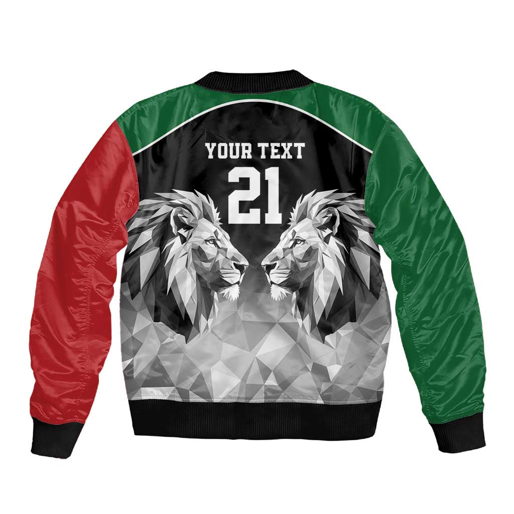 Custom Rugby Africa Kenya Sleeve Zip Bomber Jacket Black Kenyan 22-23 Motif - African Pride