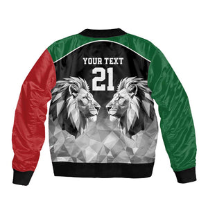 Custom Rugby Africa Kenya Sleeve Zip Bomber Jacket Black Kenyan 22-23 Motif - African Pride