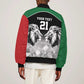 Custom Rugby Africa Kenya Sleeve Zip Bomber Jacket Black Kenyan 22-23 Motif - African Pride
