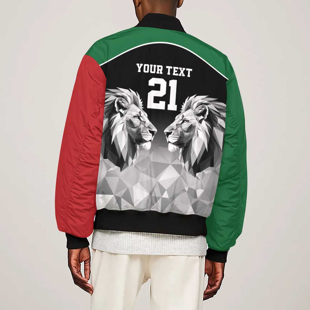 Custom Rugby Africa Kenya Sleeve Zip Bomber Jacket Black Kenyan 22-23 Motif - African Pride