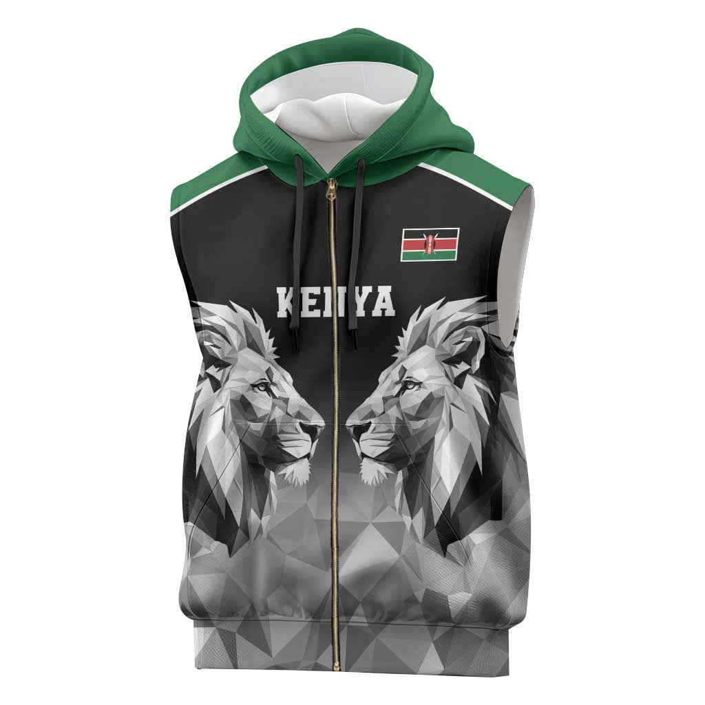 Custom Rugby Africa Kenya Sleeveless Zip Hoodie Black Kenyan 22-23 Motif - African Pride
