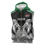 Custom Rugby Africa Kenya Sleeveless Zip Hoodie Black Kenyan 22-23 Motif - African Pride