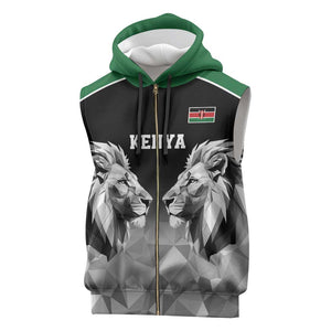 Custom Rugby Africa Kenya Sleeveless Zip Hoodie Black Kenyan 22-23 Motif - African Pride