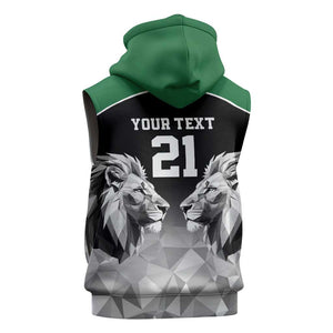 Custom Rugby Africa Kenya Sleeveless Zip Hoodie Black Kenyan 22-23 Motif - African Pride
