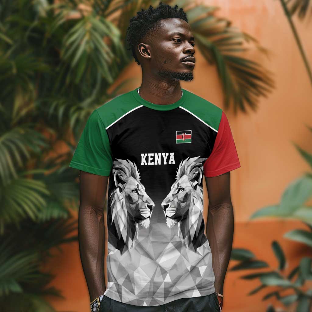 Custom Rugby Africa Kenya T shirt Black Kenyan 22-23 Motif - African Pride