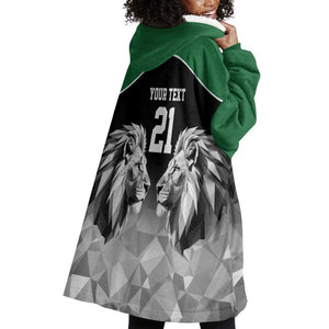 Custom Rugby Africa Kenya Wearable Blanket Hoodie Black Kenyan 22-23 Motif - African Pride