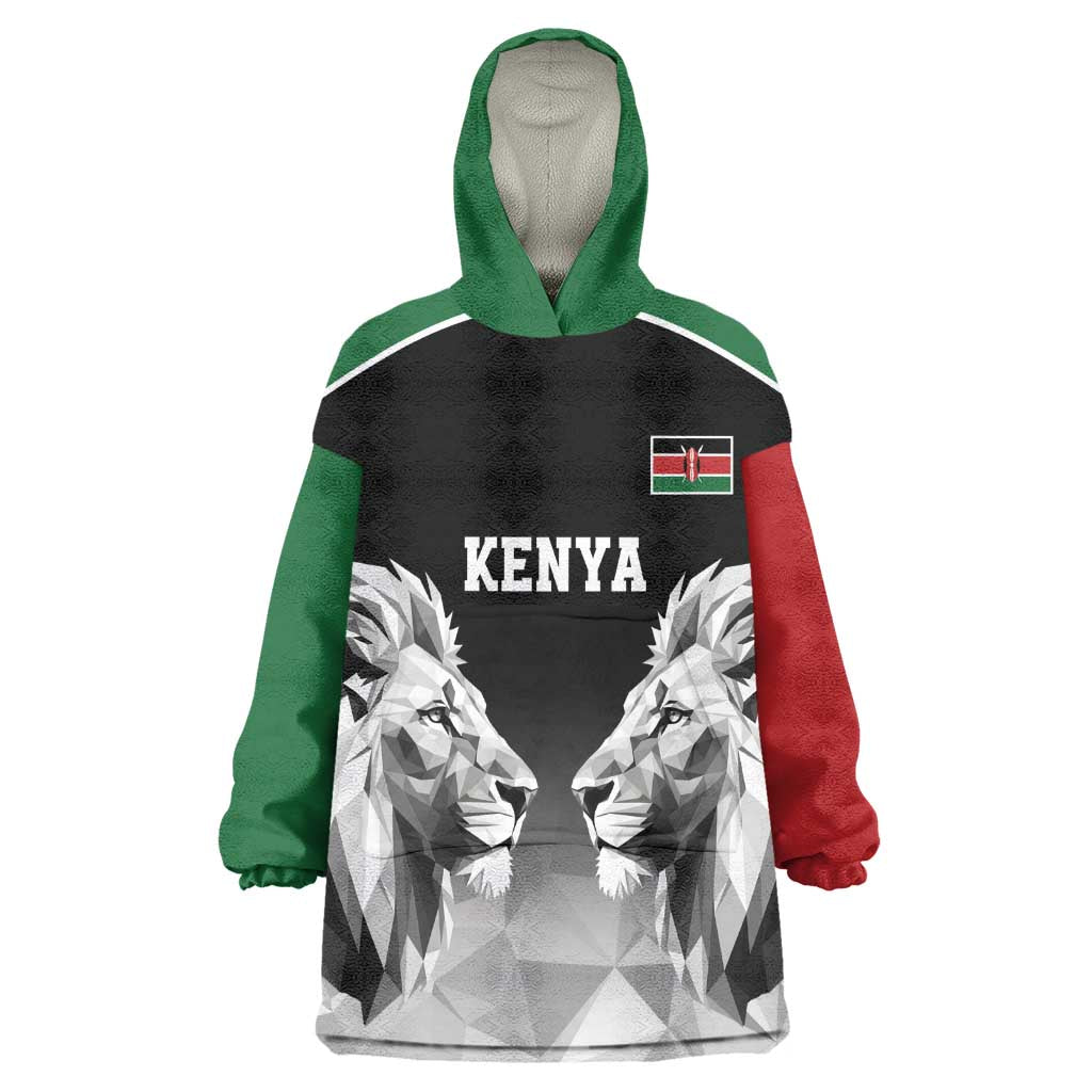 Custom Rugby Africa Kenya Wearable Blanket Hoodie Black Kenyan 22-23 Motif - African Pride