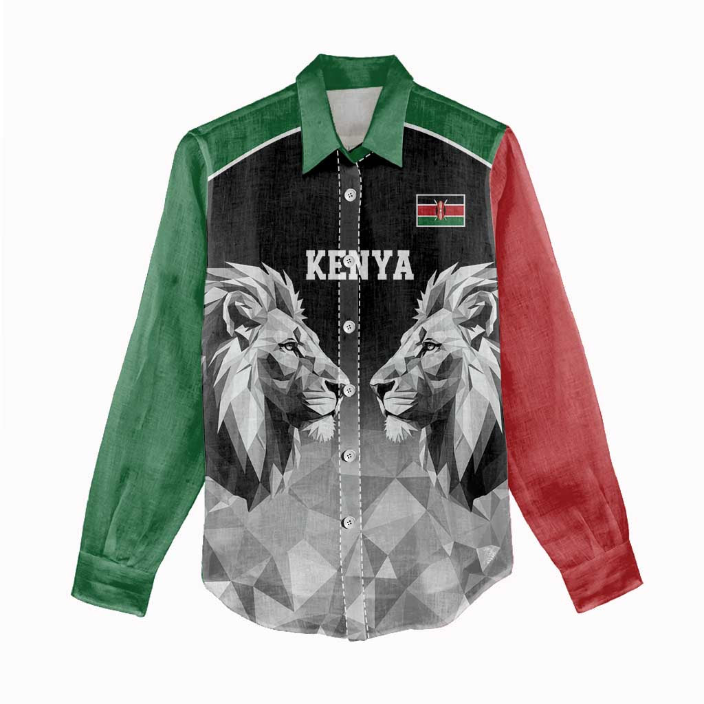 Custom Rugby Africa Kenya Women Casual Shirt Black Kenyan 22-23 Motif - African Pride