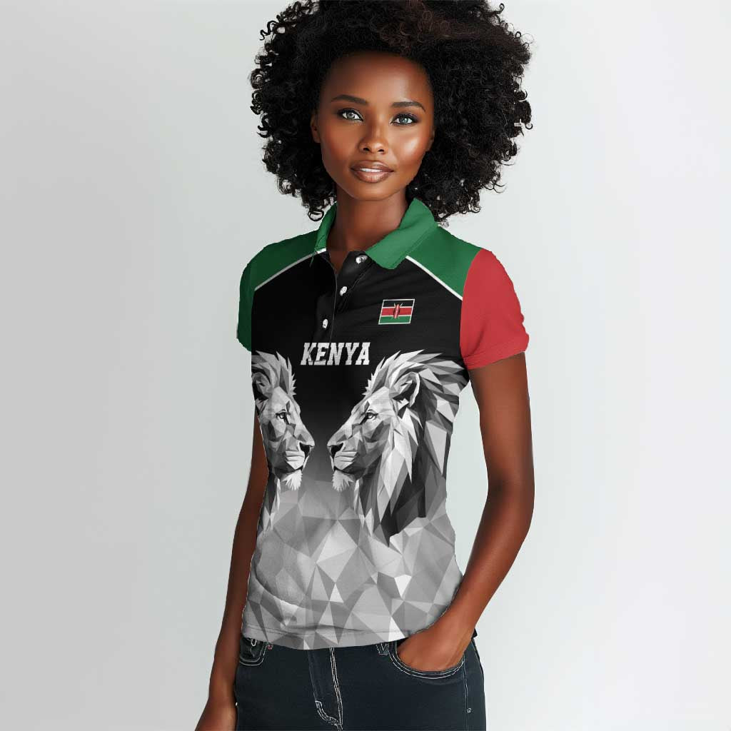 Custom Rugby Africa Kenya Women Polo Shirt Black Kenyan 22-23 Motif - African Pride