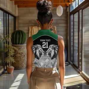 Custom Rugby Africa Kenya Women Sleeveless Polo Shirt Black Kenyan 22-23 Motif - African Pride