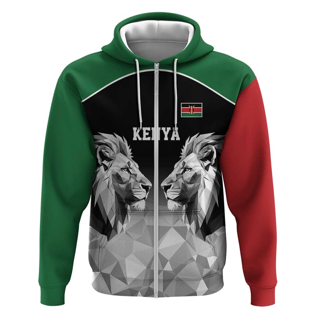 Custom Rugby Africa Kenya Zip Hoodie Black Kenyan 22-23 Motif - African Pride