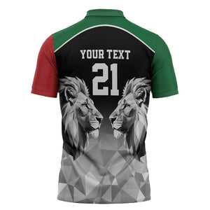 Custom Rugby Africa Kenya Zipper Polo Shirt Black Kenyan 22-23 Motif