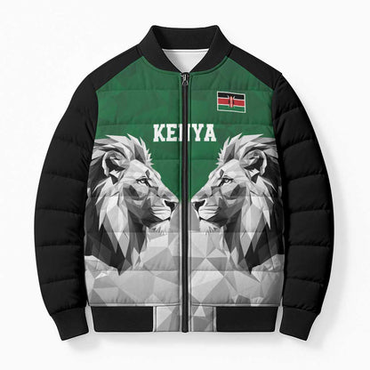 Custom Rugby Africa Kenya Bomber Puffer Jacket Green Kenyan 22-23 Motif