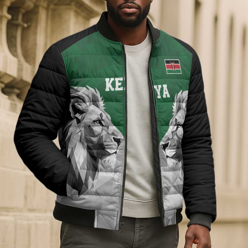 Custom Rugby Africa Kenya Bomber Puffer Jacket Green Kenyan 22-23 Motif