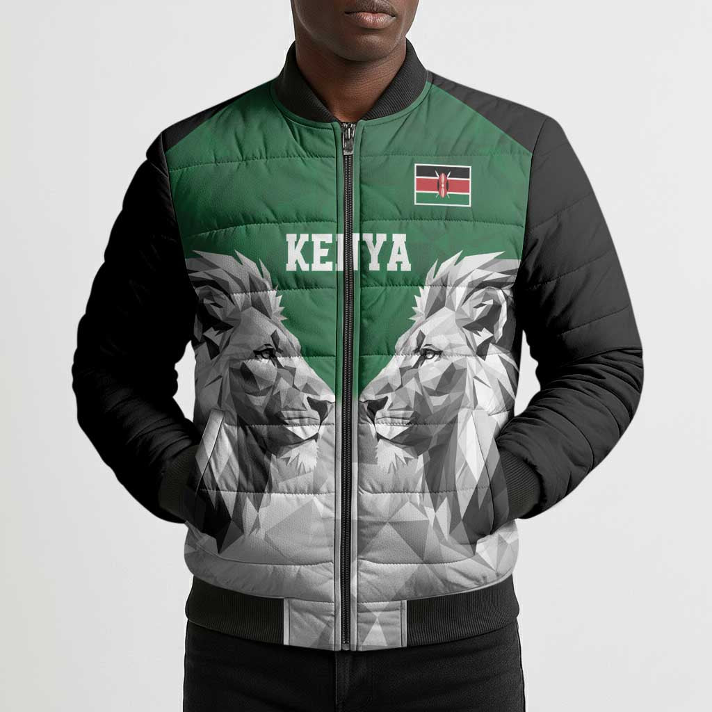 Custom Rugby Africa Kenya Bomber Puffer Jacket Green Kenyan 22-23 Motif